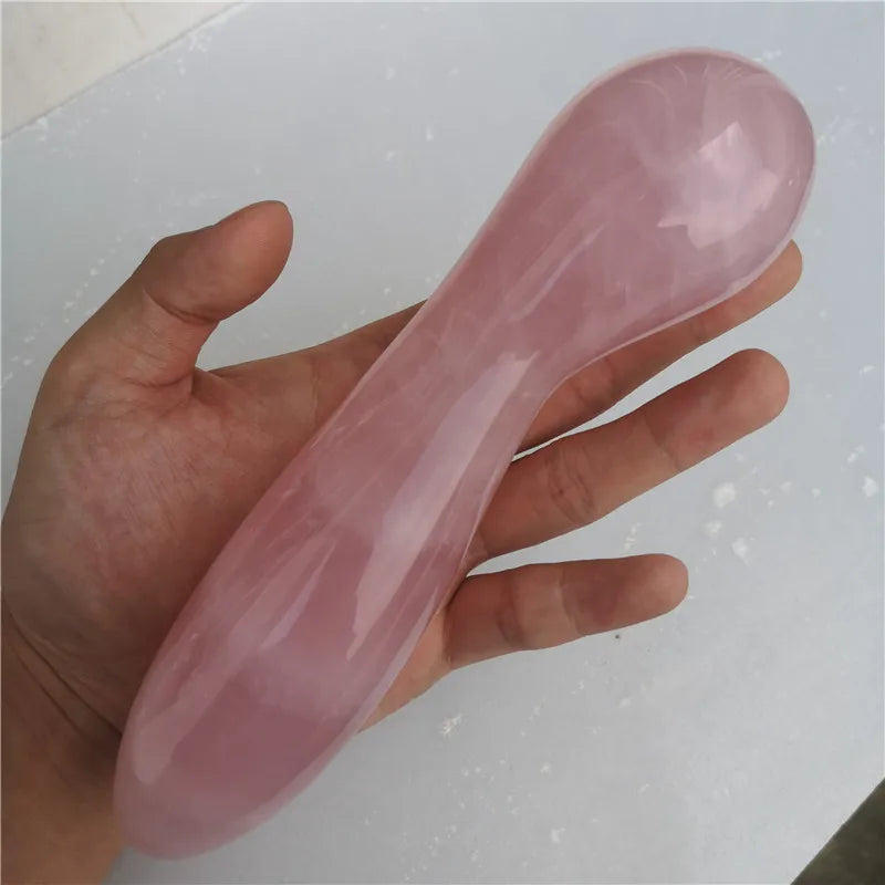 Natural Pink Healing Quartz Crystal Gemstone Massage Stick Wand