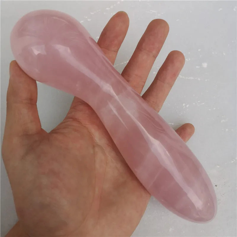 Natural Pink Healing Quartz Crystal Gemstone Massage Stick Wand