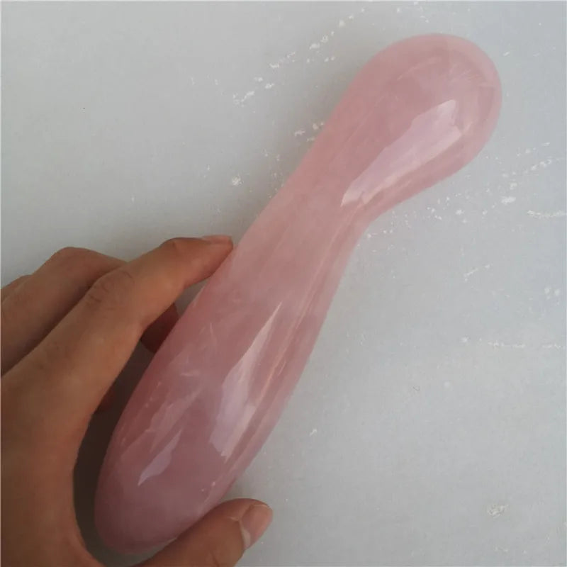 Natural Pink Healing Quartz Crystal Gemstone Massage Stick Wand