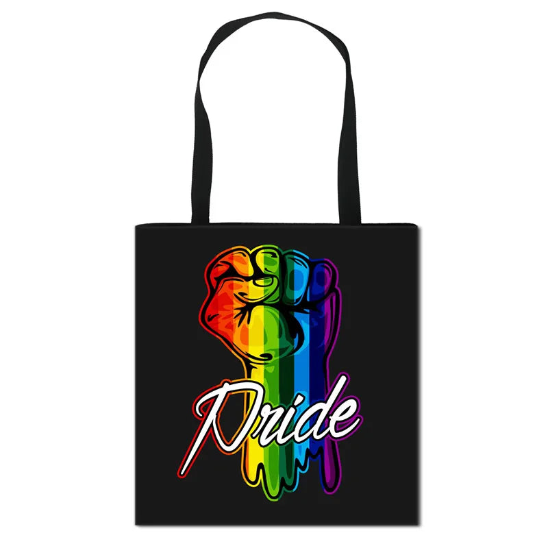 Pride LGBT Love Is Love Fashion Shoulder Bag Love Wins Lesbian Gay Handbag Women Canvas Shopping Bags Travel Bag Casual Tote