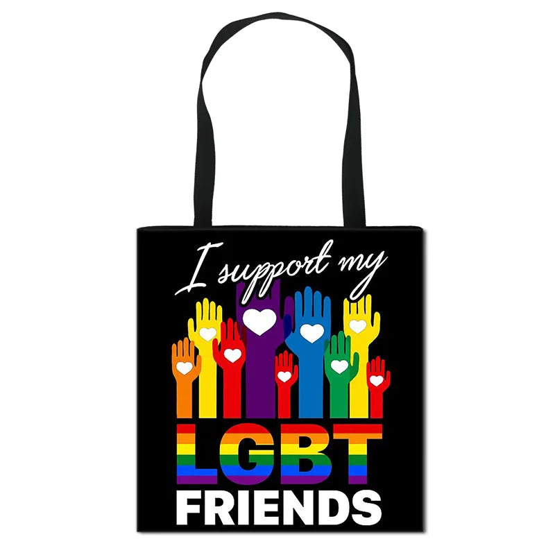 Pride LGBT Love Is Love Fashion Shoulder Bag Love Wins Lesbian Gay Handbag Women Canvas Shopping Bags Travel Bag Casual Tote