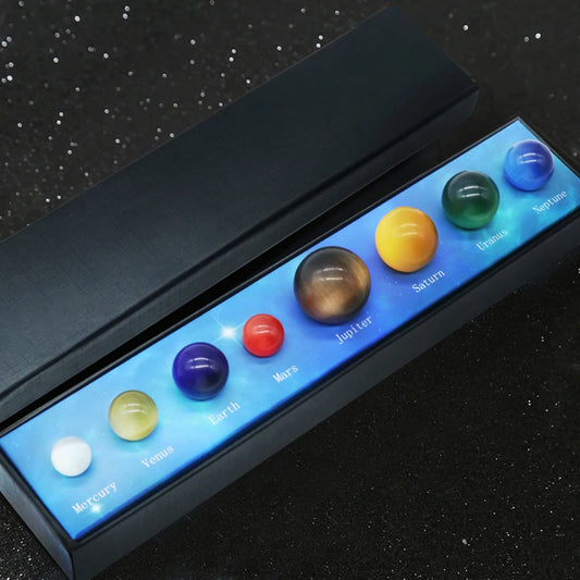 Eight Planets of The Solar System Model Scientific Set Chakra Yoga Natural Stone Crystal Mineral Energy Specimen Home Decoration