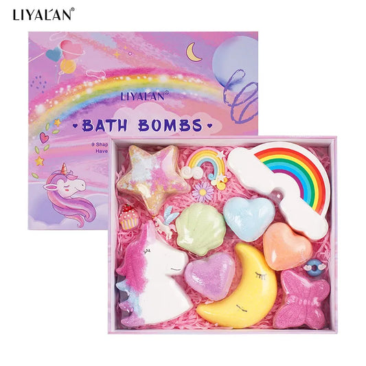 Luxury Bathbomb Kit For Kid Rich Bubble Colorful Cute Rainbow Cloud Women SPA Relax Vegan Fizzy Bath Bomb Set With Toys Inside